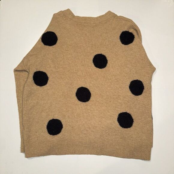 Madewell Dot Graystone Long Sleeve Pullover Sweater Tan Black Womens Size Large - Picture 6 of 6